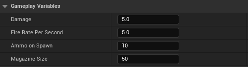 Weapon Gameplay Variables